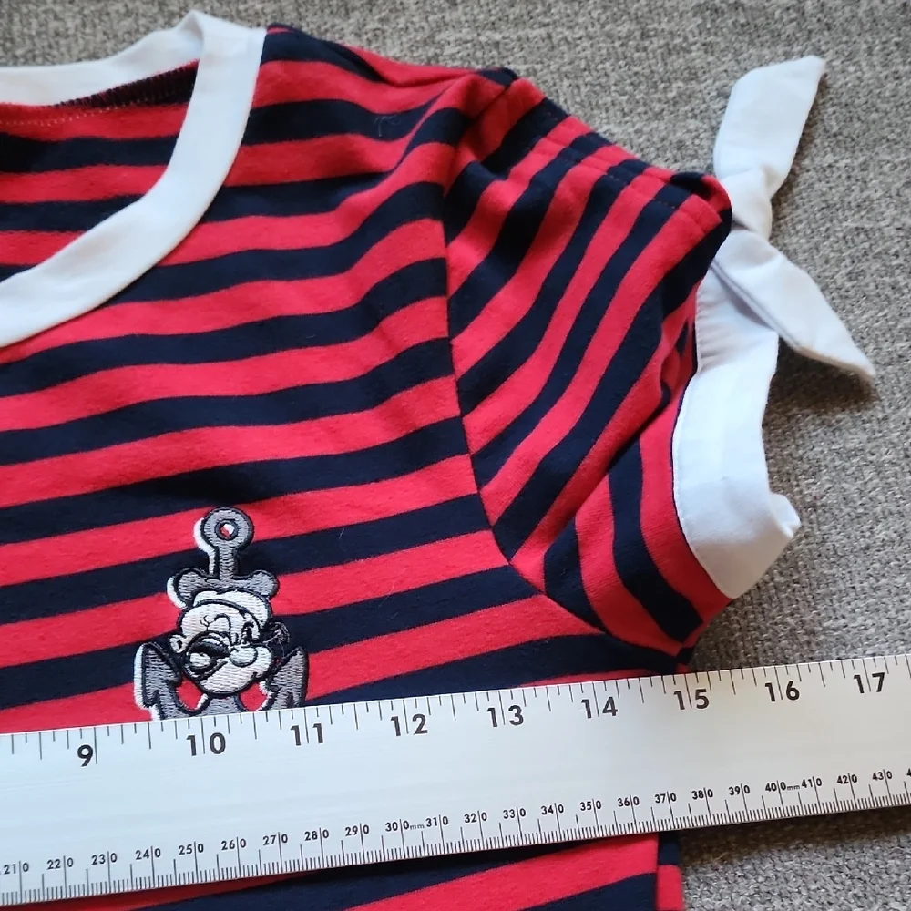 Popeye x Unique Vintage Red & Black Striped Retro Fit & Flare Dress - Picture 8 of 11